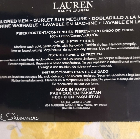 RALPH Lauren Yellow & Gray Floral Fabric Shower Curtain 70"x72" New - Picture 4 of 6